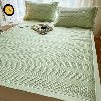 91家纺网 家纺一手货源 找家纺 全季家居 2024新款5A速冷PE简约系列凉豆豆席 格调-果绿-床席款