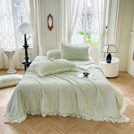 宜凡家纺  2024新款莫代尔印花床盖夏被四件套 元气花海