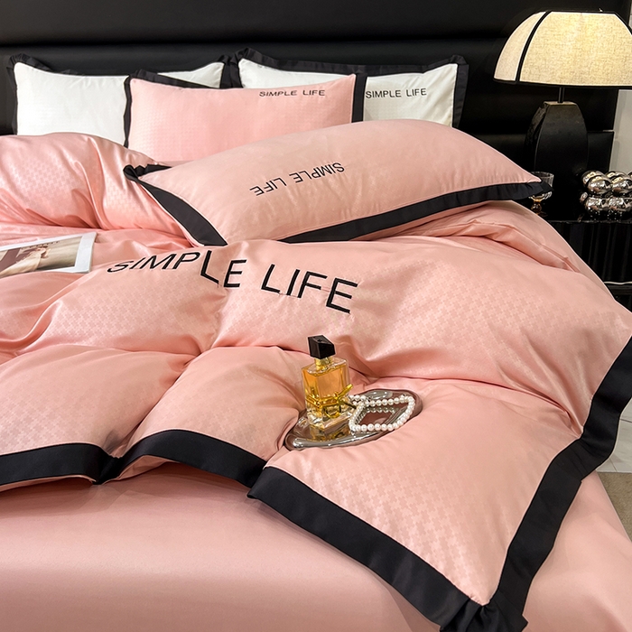 91家纺网 家纺一手货源 找家纺 艾米家居 2025水洗真丝提花系列简约生活 简约生活豆沙粉