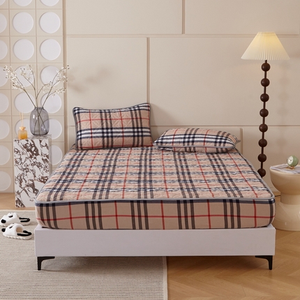 91家纺网 家纺一手货源 找家纺 杜先生 2024新款无印风水洗棉夹棉床笠 咖大格