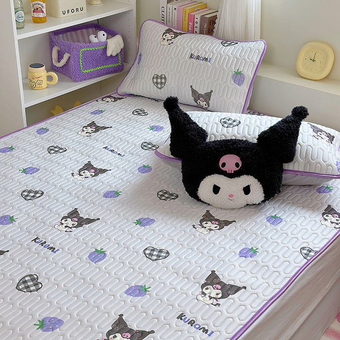 91家纺网 家纺一手货源 找家纺 澳萝拉 2024新款A类凉感丝三丽鸥乳胶凉席 草莓库洛米