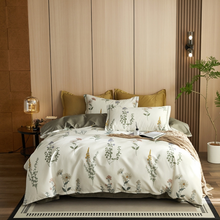 91家纺网 家纺一手货源 找家纺 怡家居 2024新款100支长绒棉印花四件套 雅典娜