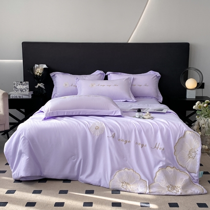 91家纺网 家纺一手货源 找家纺 2025新款花开盛夏夏被四件套 花开盛夏-紫