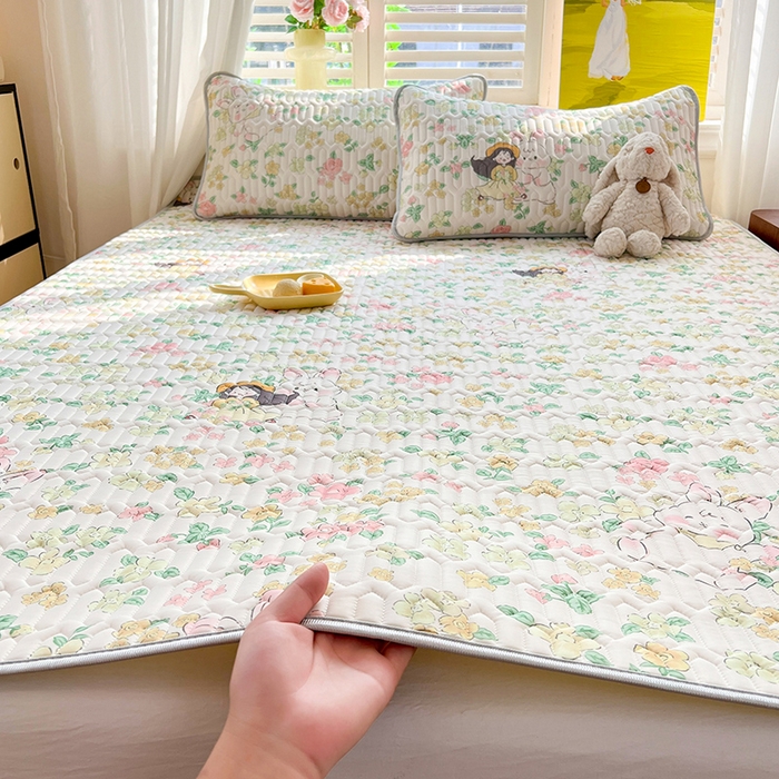 91家纺网 家纺一手货源 找家纺 慕澄家纺 2024新款小版印花0.5乳胶凉席系列 夏天