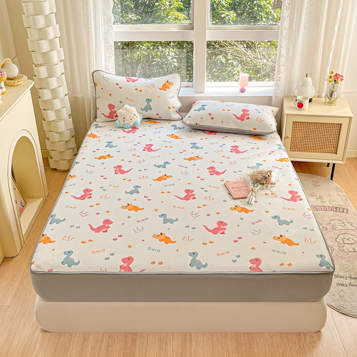 91家纺网 家纺一手货源 找家纺 星座 2025大斜纹复合冰丝凉席床笠款 可可龙-床笠款