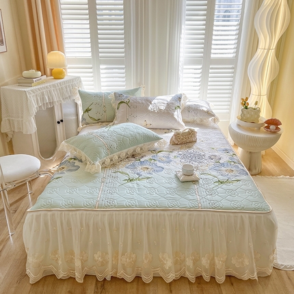 91家纺网 家纺一手货源 找家纺 （总）网红馆 2025新款凉感丝乳胶凉席夏被四件套床裙款