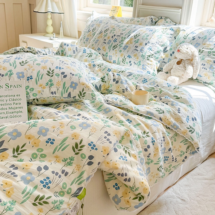 91家纺网 家纺一手货源 找家纺 创优家纺  2025新款A类皱皱纱小花边夏被 夏日风情