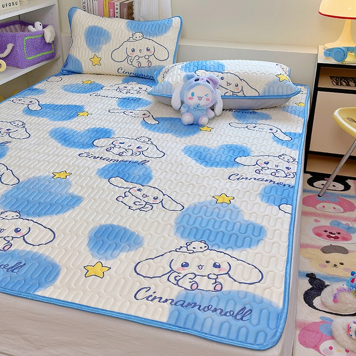 91家纺网 家纺一手货源 找家纺 澳萝拉 2024新款A类凉感丝三丽鸥乳胶凉席 蓝心大耳狗