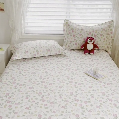 91家纺网 家纺一手货源 找家纺 金帛坊 2024新款全棉印花床单枕套三件套 米莱