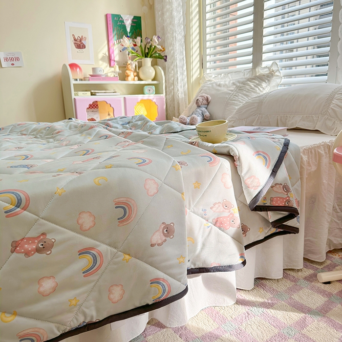 91家纺网 家纺一手货源 找家纺 琪格格纺织 2024新款A类卡通印花清新大豆针织夏被 200*230cm-夏被 针织被-睡衣派对