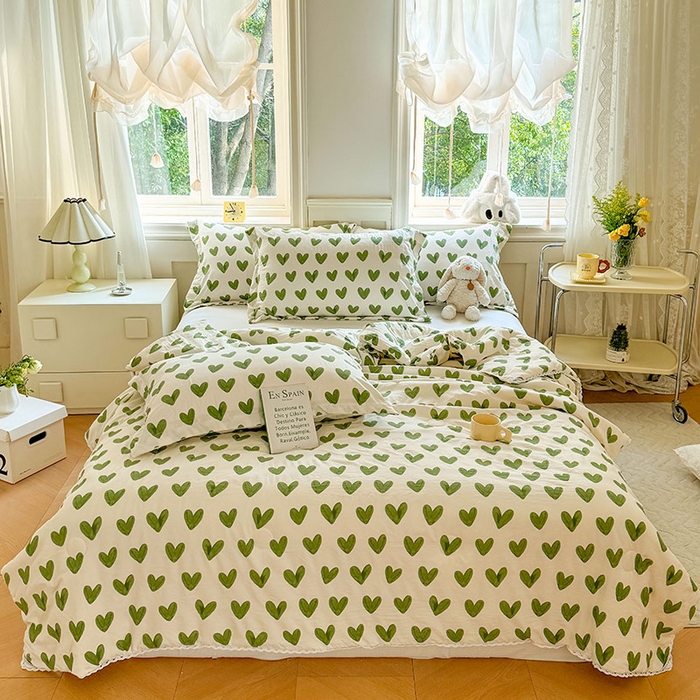 91家纺网 家纺一手货源 找家纺 创优家纺  2025新款A类皱皱纱小花边夏被 心心相印