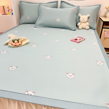 91家纺网 家纺一手货源 找家纺 全季家居 2024新款卡通提花系列PE凉感席 小熊-北极蓝