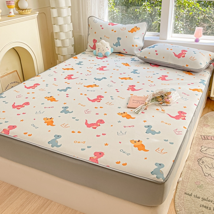 91家纺网 家纺一手货源 找家纺 星座 2025大斜纹复合冰丝凉席床笠款 可可龙-床笠款