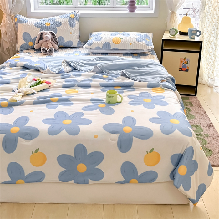 91家纺网 家纺一手货源 找家纺 古吉梦 2024新款冰激凌凉感丝夏被-小清新 凉感丝夏被-兰玲+天兰