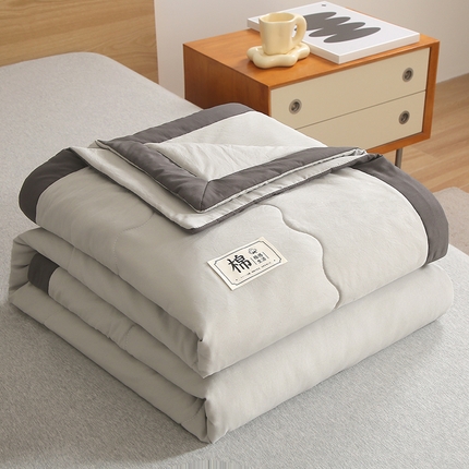 猎鹿人家纺 2024新款纯色水洗棉纱棉花夏被 摩卡灰