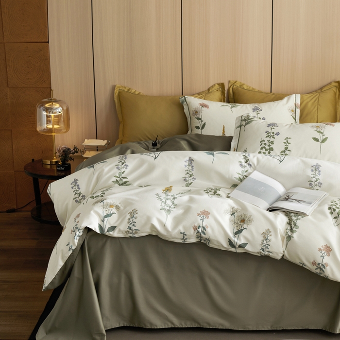 91家纺网 家纺一手货源 找家纺 怡家居 2024新款100支长绒棉印花四件套 雅典娜