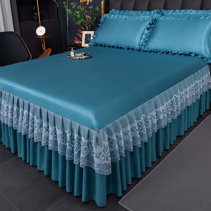 91家纺网 家纺一手货源 找家纺 （总）艾裙海  2025新款纯色床裙款冰丝凉席