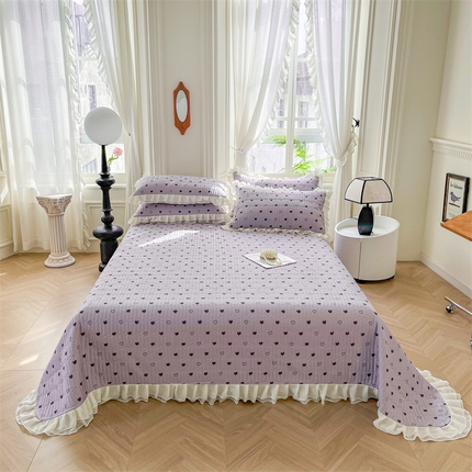 宜凡家纺  2024新款莫代尔印花床盖夏被四件套 闪闪心 紫