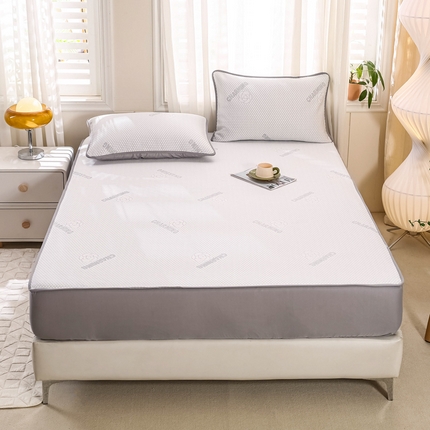 网客 2024新款冰豆豆床笠款凉席三件套 花朵款-星空灰