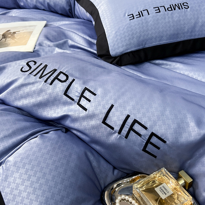 91家纺网 家纺一手货源 找家纺 艾米家居 2025水洗真丝提花系列简约生活 简约生活蓝灰