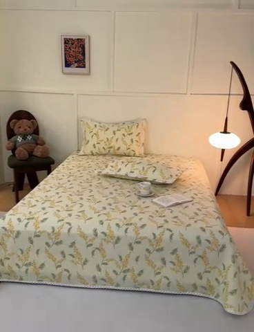 91家纺网 家纺一手货源 找家纺 萌宝老粗布毛绒玩具 2025新款原棉老粗布印花床单系列细纱帆布软凉席三枚段条花边款 大麦