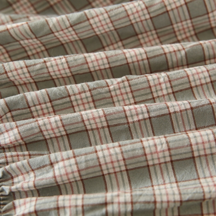 91家纺网 家纺一手货源 找家纺 杜先生 2024新款无印风水洗棉夹棉床笠 绿小格