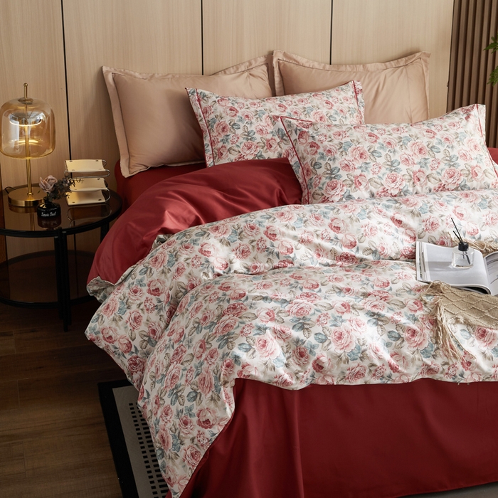 91家纺网 家纺一手货源 找家纺 怡家居 2024新款100支长绒棉印花四件套 彩蝶