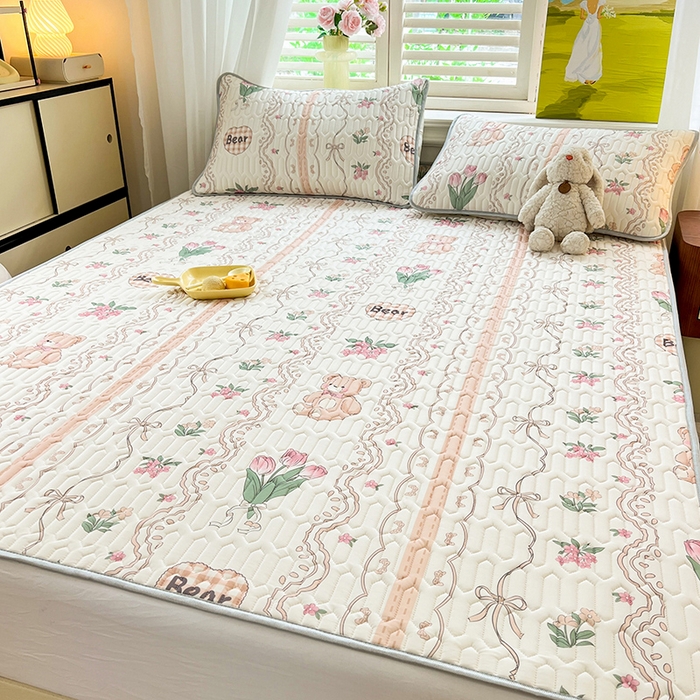 91家纺网 家纺一手货源 找家纺 慕澄家纺 2024新款小版印花0.5乳胶凉席系列 洛丽塔