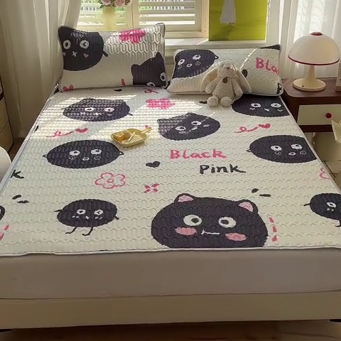 91家纺网 家纺一手货源 找家纺 慕澄家纺 2024新款小版印花0.5乳胶凉席系列 小煤球