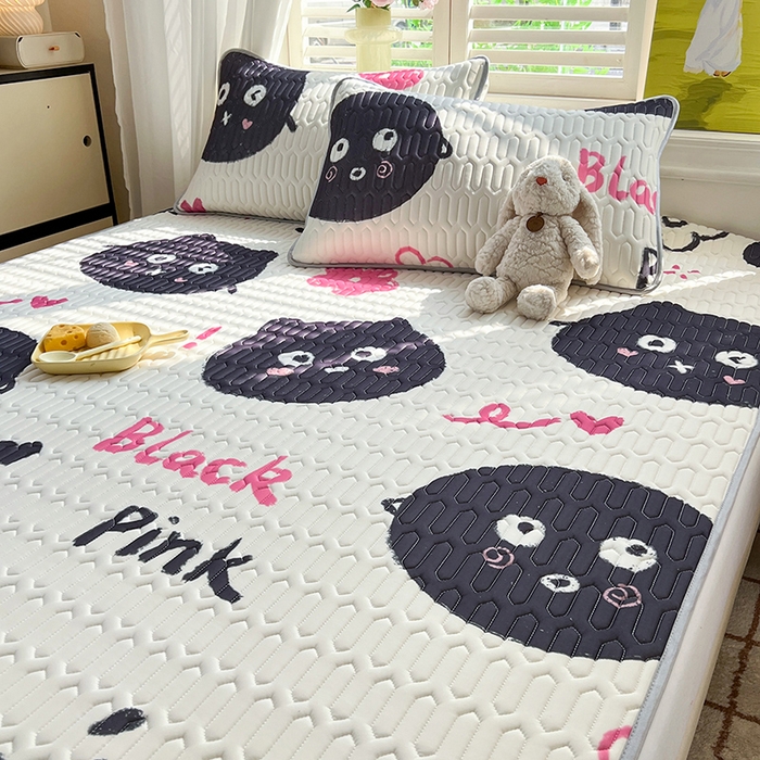 91家纺网 家纺一手货源 找家纺 慕澄家纺 2024新款小版印花0.5乳胶凉席系列 小煤球