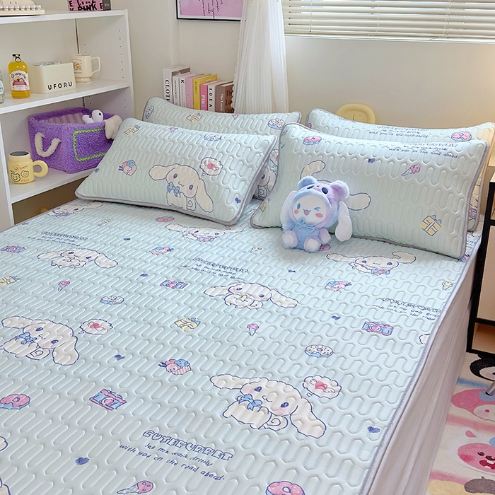 91家纺网 家纺一手货源 找家纺 澳萝拉 2024新款A类凉感丝三丽鸥乳胶凉席 开心大耳狗