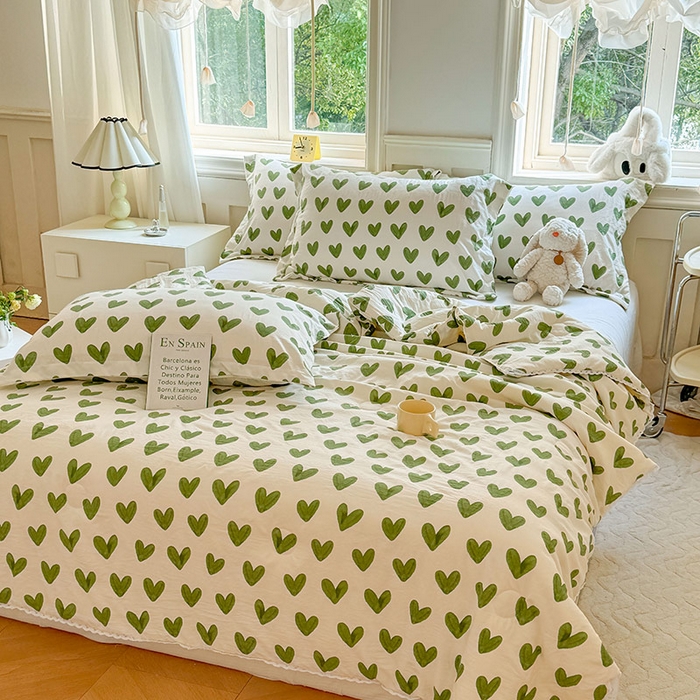 91家纺网 家纺一手货源 找家纺 创优家纺  2025新款A类皱皱纱小花边夏被 心心相印