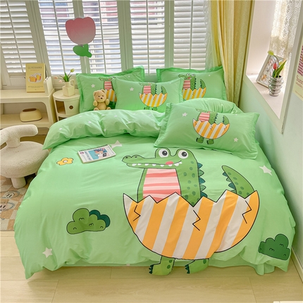 孩子王家纺 2023新款全棉卡通学生活性印花大版工艺款四件套 小鳄鱼