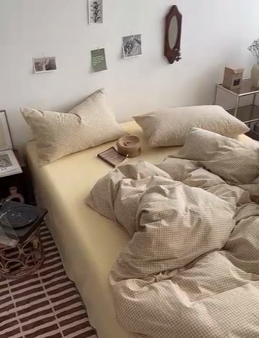 91家纺网 家纺一手货源 找家纺 水洗的故事 2024新款无印良品水洗棉四件套  雾山