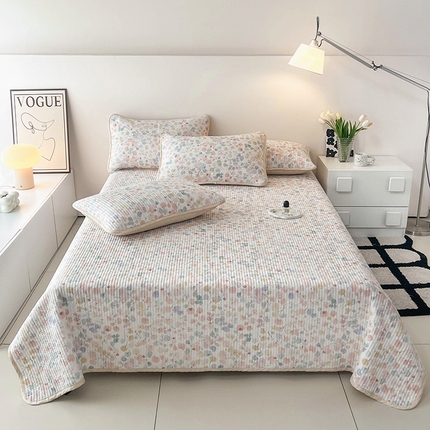 茉夕 2024新款天丝印花床盖 叶纷飞