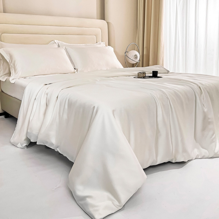 91家纺网 家纺一手货源 找家纺 锦罗绣 2024新款80s奥地利进口兰精天丝四件套 奶白