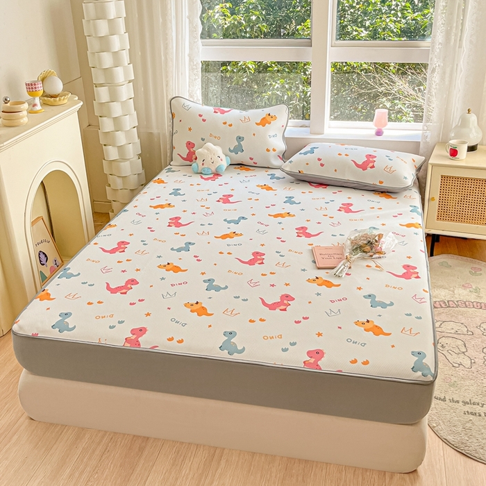 91家纺网 家纺一手货源 找家纺 星座 2025大斜纹复合冰丝凉席床笠款 可可龙-床笠款