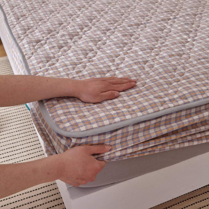 91家纺网 家纺一手货源 找家纺 杜先生 2024新款无印风水洗棉夹棉床笠 菲咖格