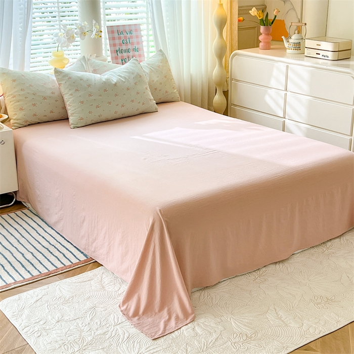 91家纺网 家纺一手货源 找家纺 多品 2024新款水洗棉双层纱四件套 半夏