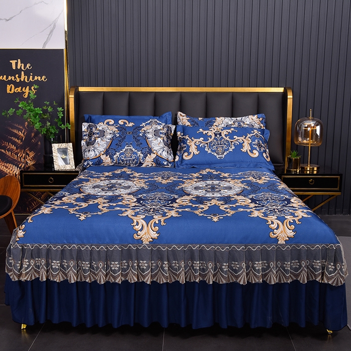 91家纺网 家纺一手货源 找家纺 艾裙海  2025新款纯色床裙款冰丝凉席 巴黎风尚