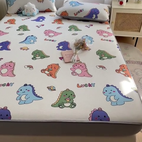 91家纺网 家纺一手货源 找家纺 星座 2025大斜纹复合冰丝凉席床笠款 七彩龙-床笠款