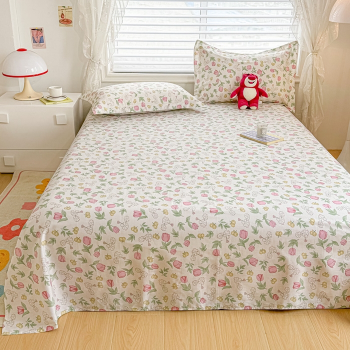 91家纺网 家纺一手货源 找家纺 金帛坊 2024新款全棉印花床单枕套三件套 米莱