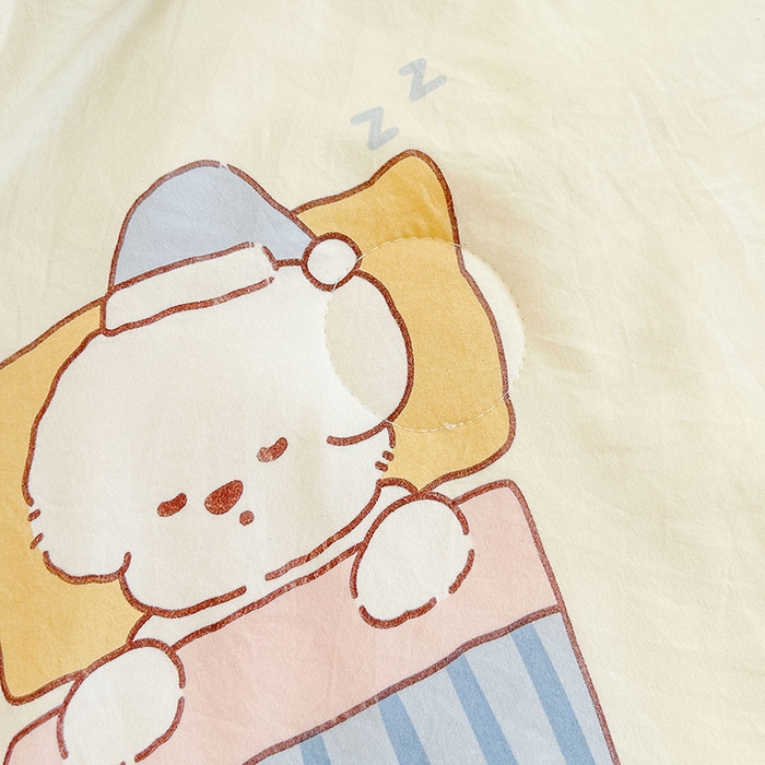 91家纺网 家纺一手货源 找家纺 创优家纺  2025新款A类皱皱纱小花边夏被 嘟嘟熊