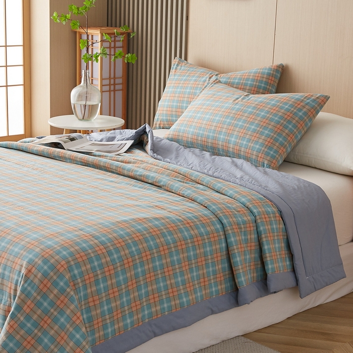 91家纺网 家纺一手货源 找家纺 猎鹿人家纺 2024新款水洗棉棉花夏被 贝拉-绿