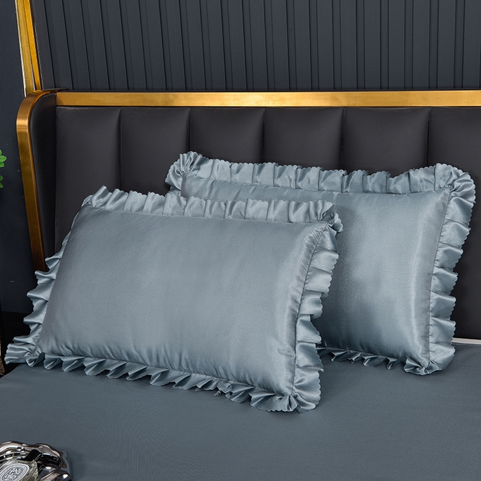 91家纺网 家纺一手货源 找家纺 艾裙海  2025新款纯色床裙款冰丝凉席 绅士灰