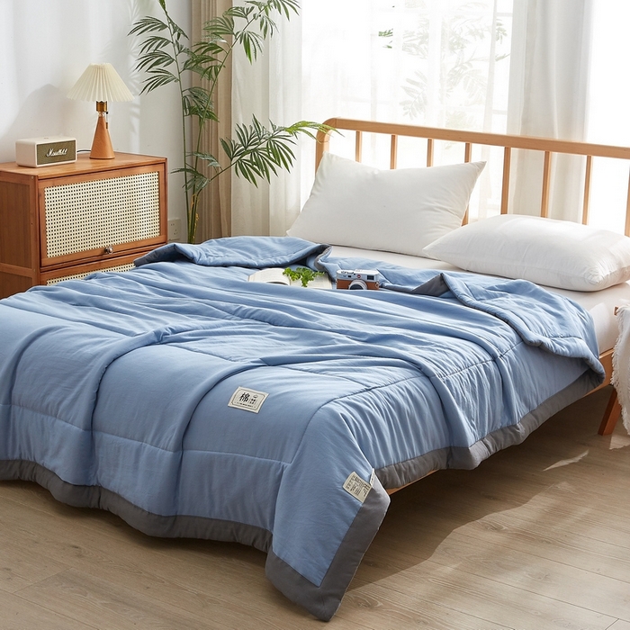 91家纺网 家纺一手货源 找家纺 （总）猎鹿人家纺 2024新款纯色水洗棉纱棉花夏被