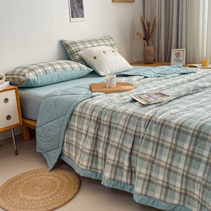 91家纺网 家纺一手货源 找家纺 （总）琪格格2024新款A类全棉色织大豆夏被四件套