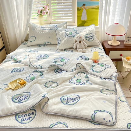 91家纺网 家纺一手货源 找家纺 （总）慕澄家纺 2024新款小版印花0.5乳胶凉席夏被四件套