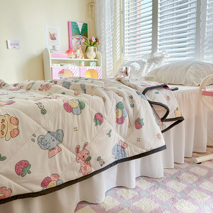 91家纺网 家纺一手货源 找家纺 琪格格纺织 2024新款A类卡通印花清新大豆针织夏被 200*230cm-夏被 针织被-奇妙乐园