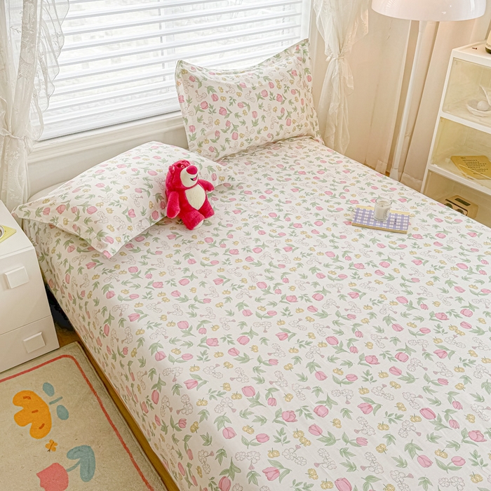 91家纺网 家纺一手货源 找家纺 金帛坊 2024新款全棉印花床单枕套三件套 米莱